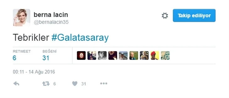 Ünlülerden Süper Kupa paylaşımları