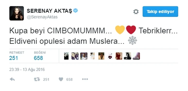 Ünlülerden Süper Kupa paylaşımları