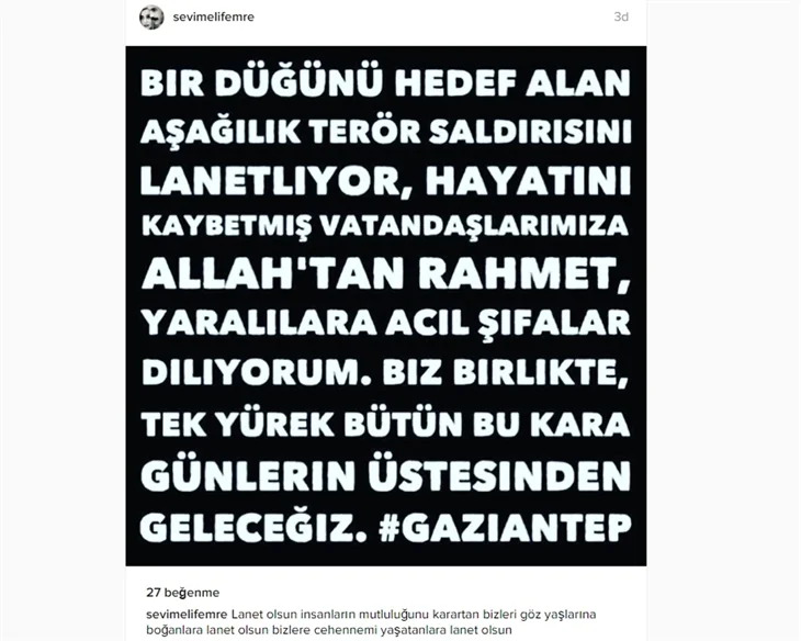 Ünlülerden Gaziantep'teki saldırıya sert tepkiler
