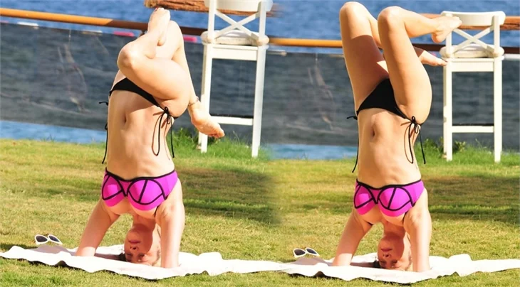 Elif Kaya konser öncesi yoga yaptı