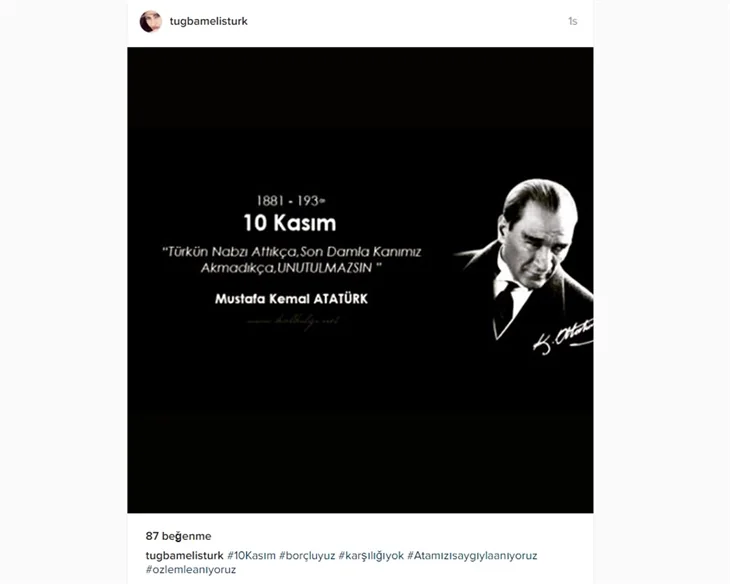 Ünlüler 10 Kasım'da Atatürk'ü saygı ve özlemle andı!