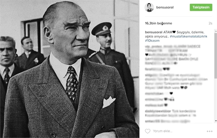 Ünlüler 10 Kasım'da Atatürk'ü saygı ve özlemle andı!