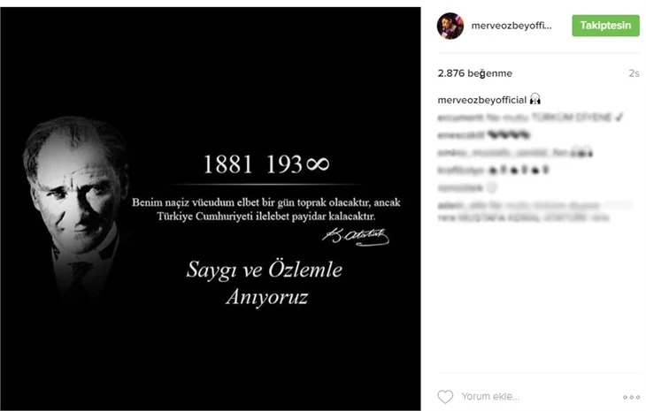 Ünlüler 10 Kasım'da Atatürk'ü saygı ve özlemle andı!