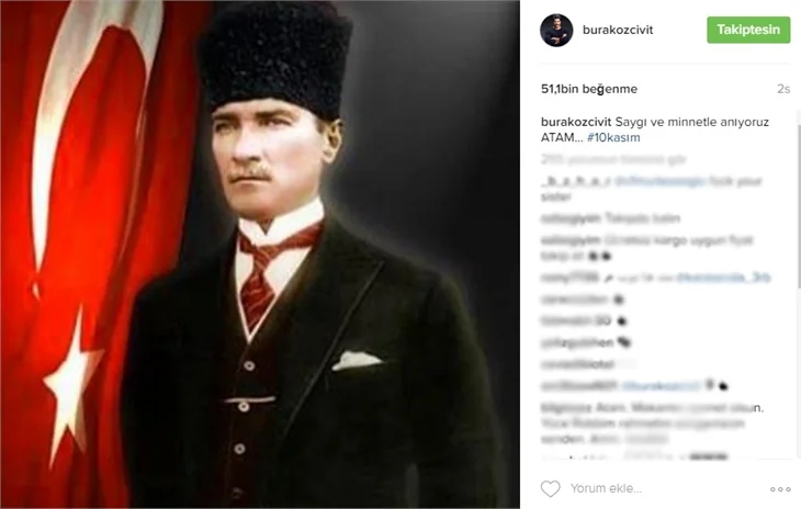 Ünlüler 10 Kasım'da Atatürk'ü saygı ve özlemle andı!