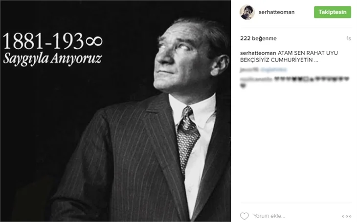 Ünlüler 10 Kasım'da Atatürk'ü saygı ve özlemle andı!