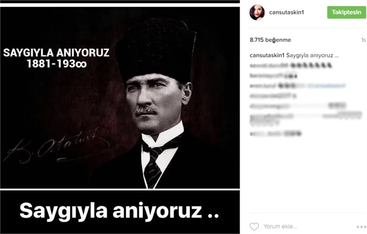 Ünlüler 10 Kasım'da Atatürk'ü saygı ve özlemle andı!