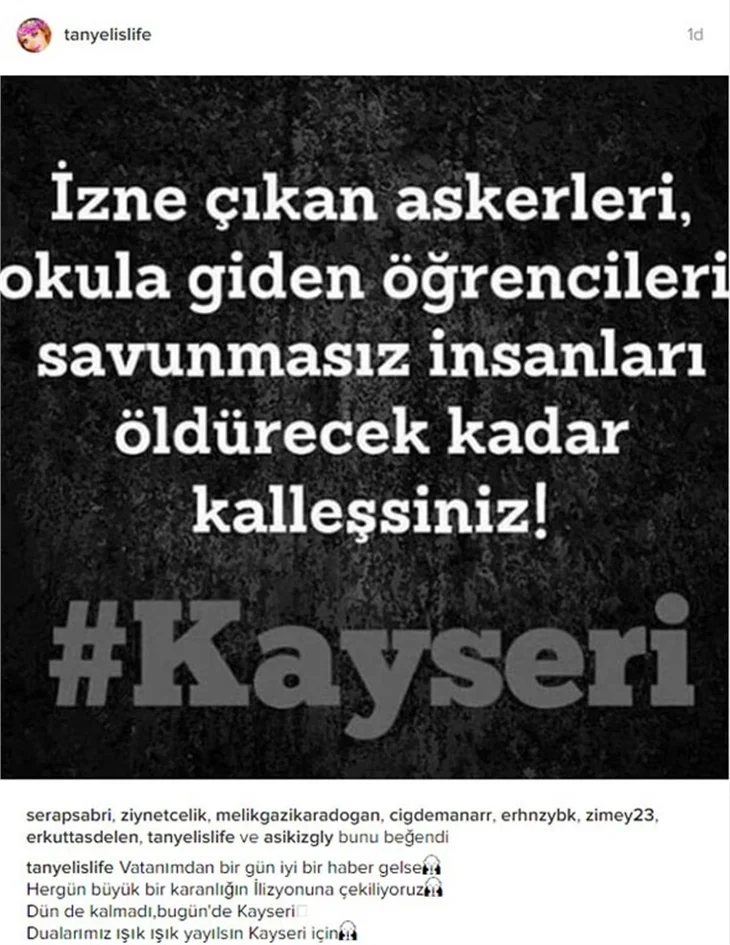 Kayseri'deki patlama ünlüleri isyan ettirdi