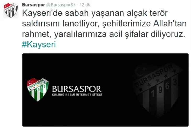 Kayseri'deki terör saldırısı spor camiasını yasa boğdu