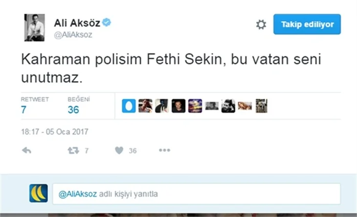 Ünlüler şehit polis Fethi Sekin'i unutmadı