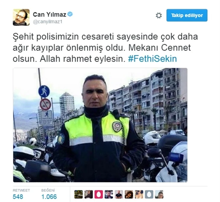 Ünlüler şehit polis Fethi Sekin'i unutmadı