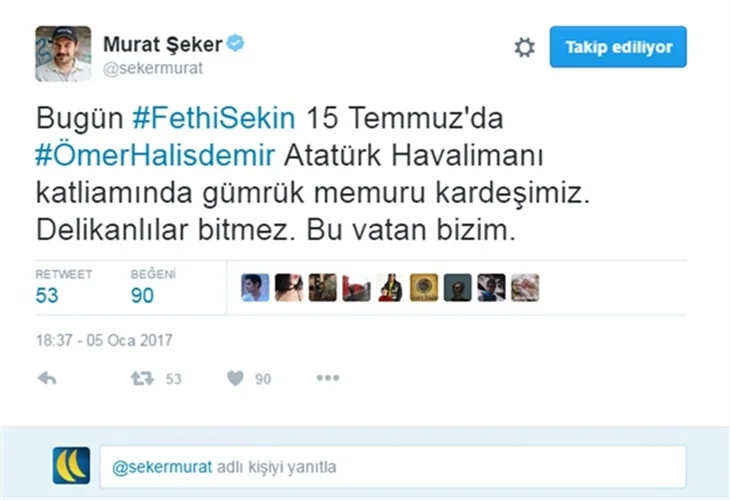 Ünlüler şehit polis Fethi Sekin'i unutmadı