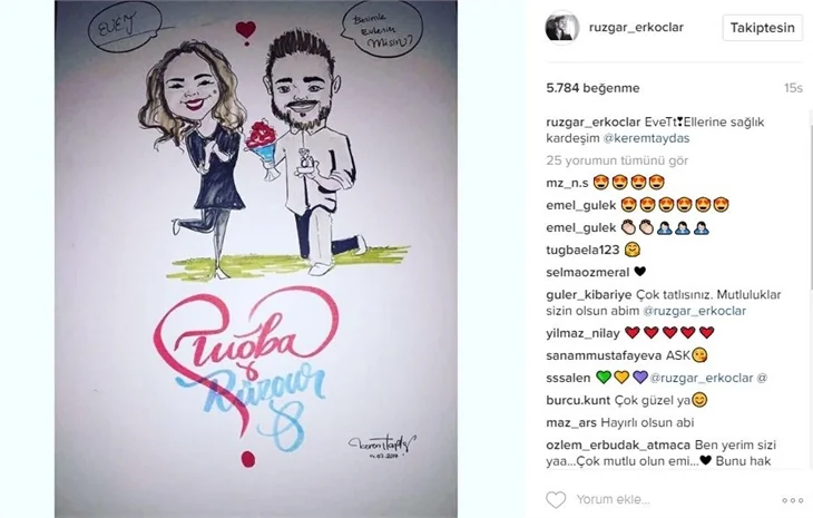 Rüzgar Erkoçlar'dan sevgilisine evlilik teklifi