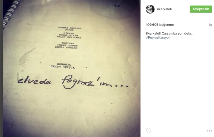 Poyraz Karayel'de veda paylaşımları