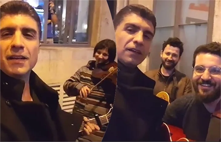 Özcan Deniz'den sokak müzisyenleriyle düet