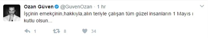 Ünlülerin 1 Mayıs paylaşımları...