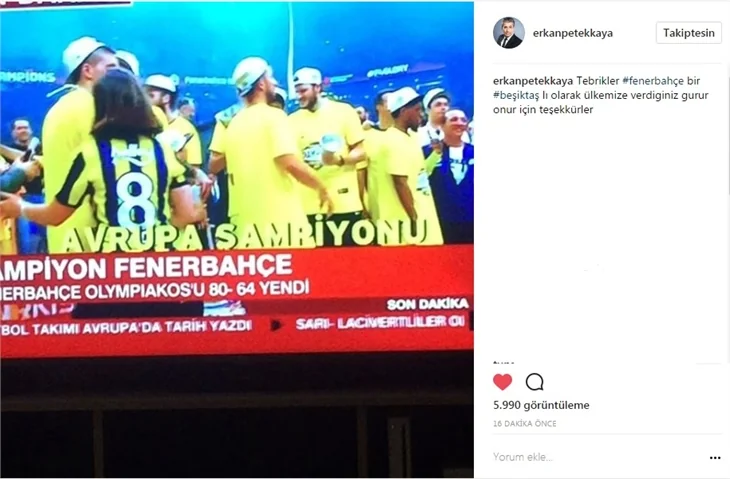 Ünlülerin Fenerbahçe ve şampiyonluk paylaşımları!