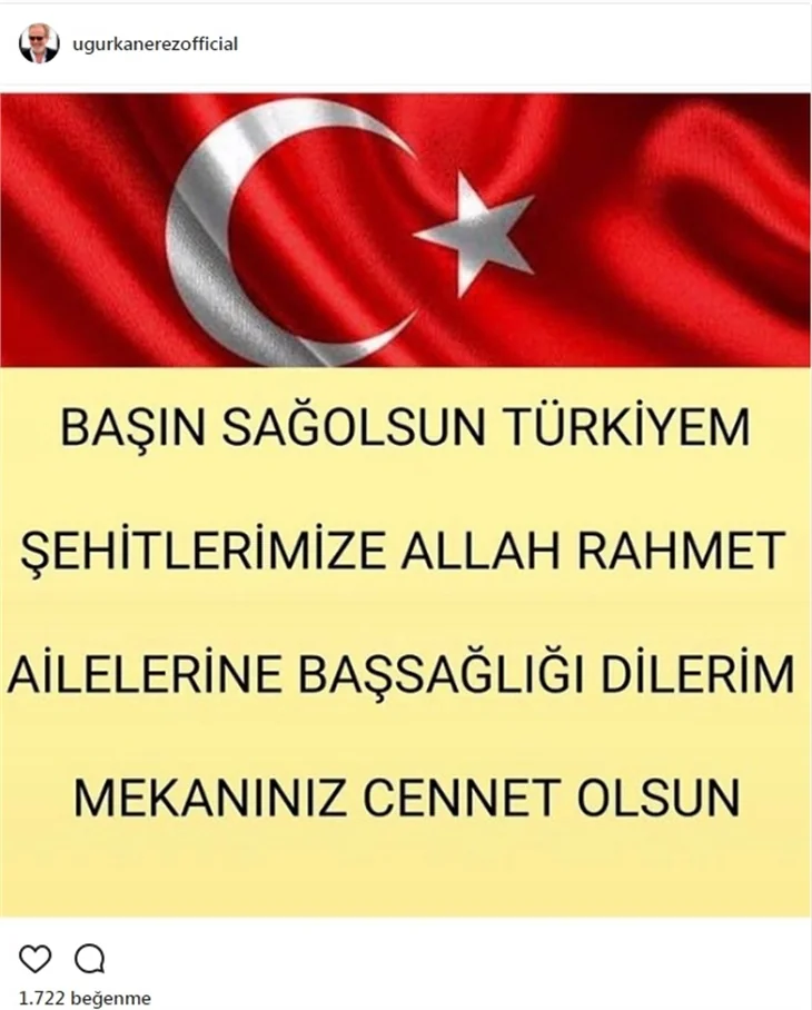 Ünlülerin Şırnak Şehitleri için paylaştıkları