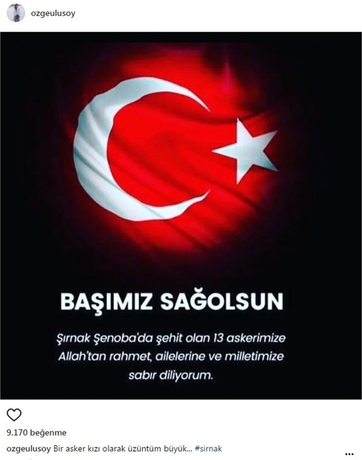 Ünlülerin Şırnak Şehitleri için paylaştıkları