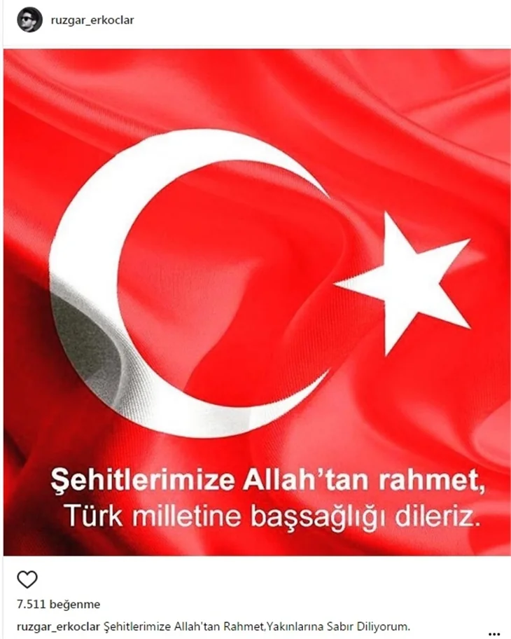 Ünlülerin Şırnak Şehitleri için paylaştıkları
