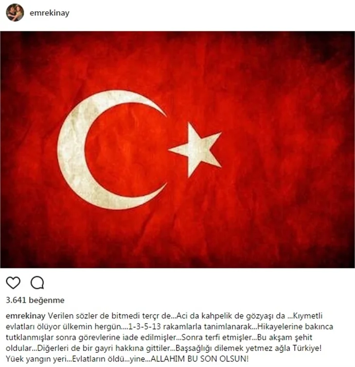 Ünlülerin Şırnak Şehitleri için paylaştıkları