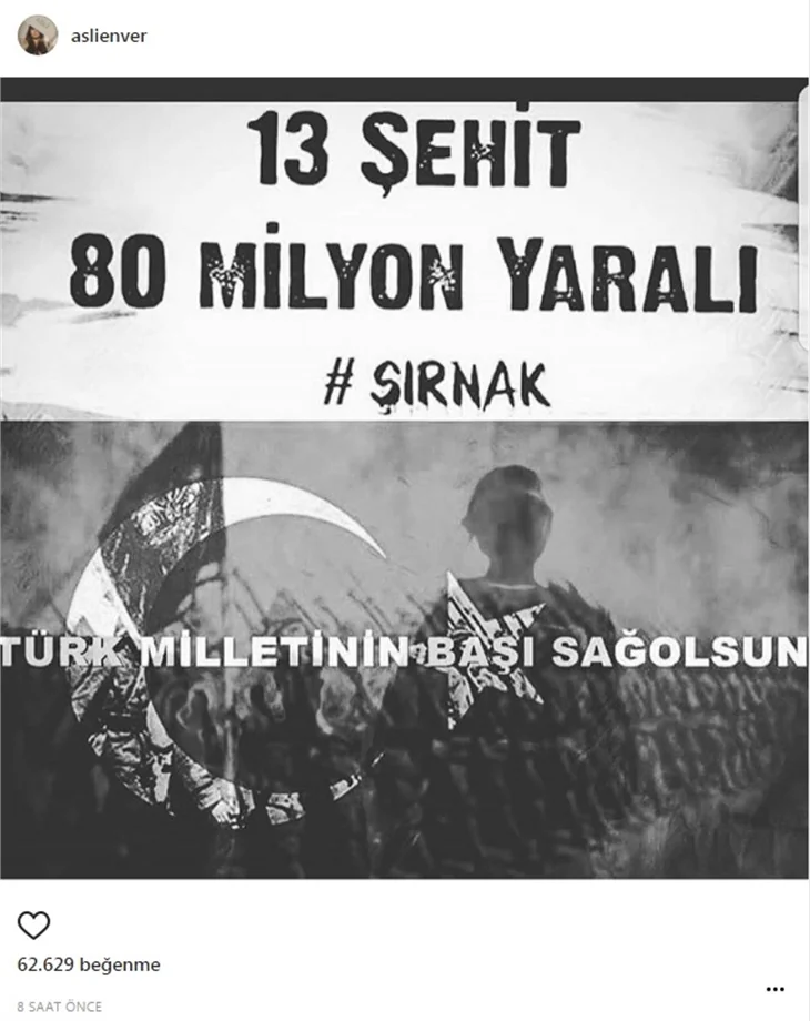 Ünlülerin Şırnak Şehitleri için paylaştıkları