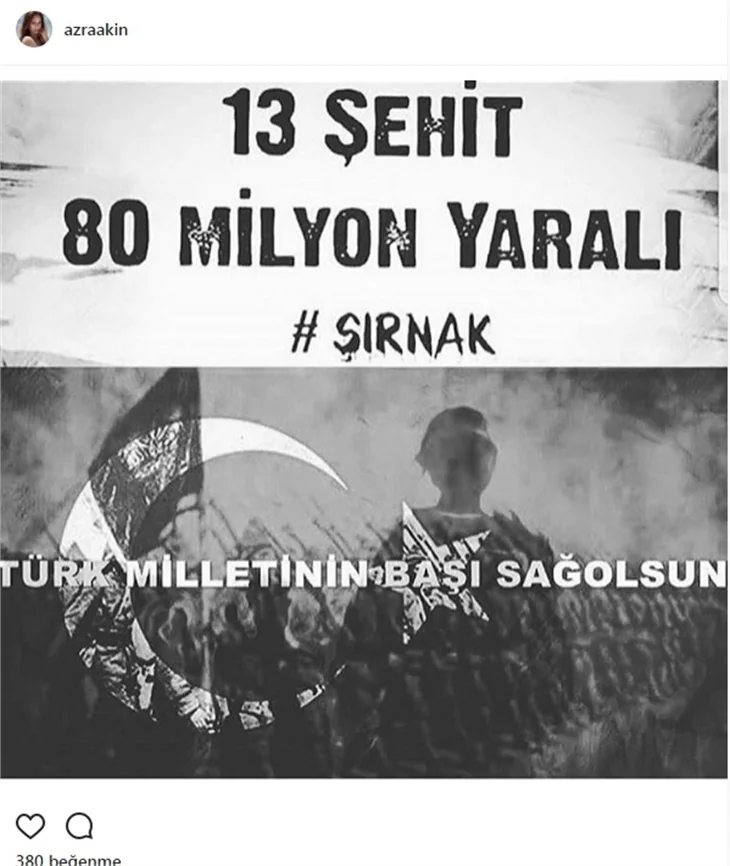 Ünlülerin Şırnak Şehitleri için paylaştıkları