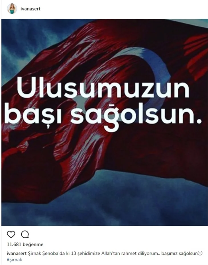 Ünlülerin Şırnak Şehitleri için paylaştıkları