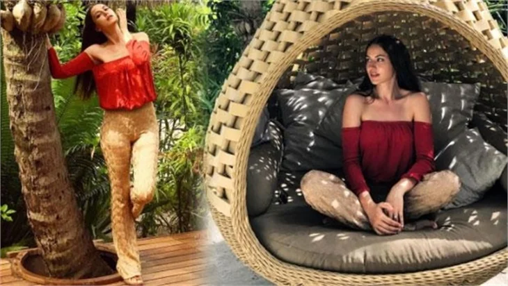 Fahriye Evcen balayını tek kıyafetle bitirdi
