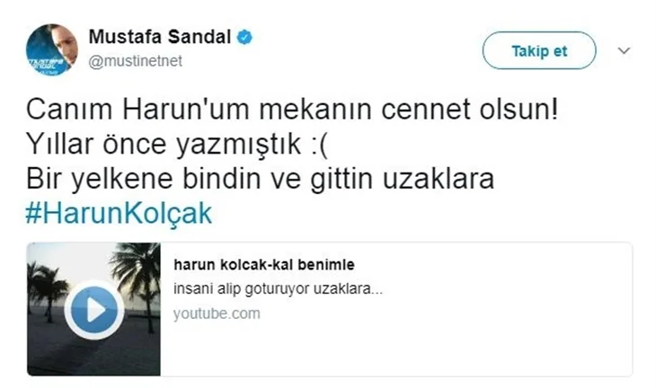 Ünlülerin Harun Kolçak üzüntüsü!