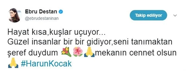 Ünlülerin Harun Kolçak üzüntüsü!