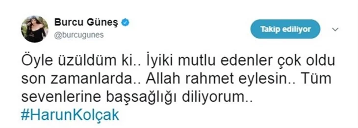Ünlülerin Harun Kolçak üzüntüsü!
