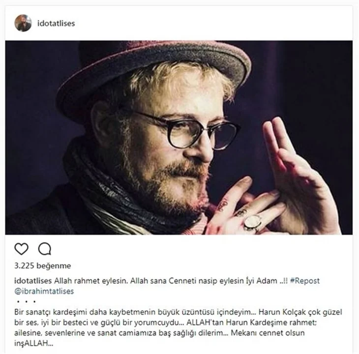Ünlülerin Harun Kolçak üzüntüsü!