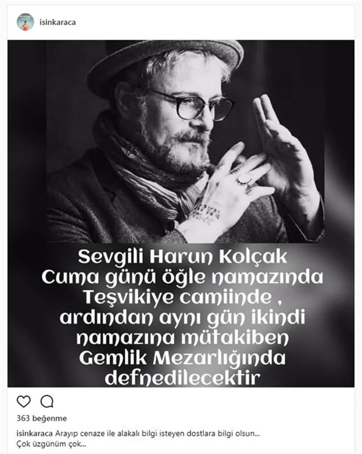 Ünlülerin Harun Kolçak üzüntüsü!