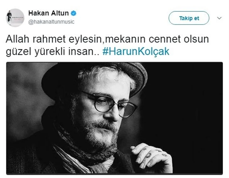 Ünlülerin Harun Kolçak üzüntüsü!