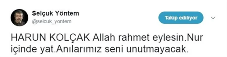 Ünlülerin Harun Kolçak üzüntüsü!