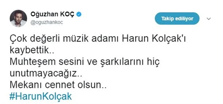 Ünlülerin Harun Kolçak üzüntüsü!
