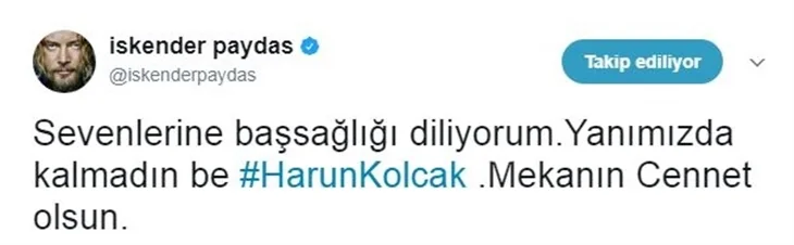 Ünlülerin Harun Kolçak üzüntüsü!