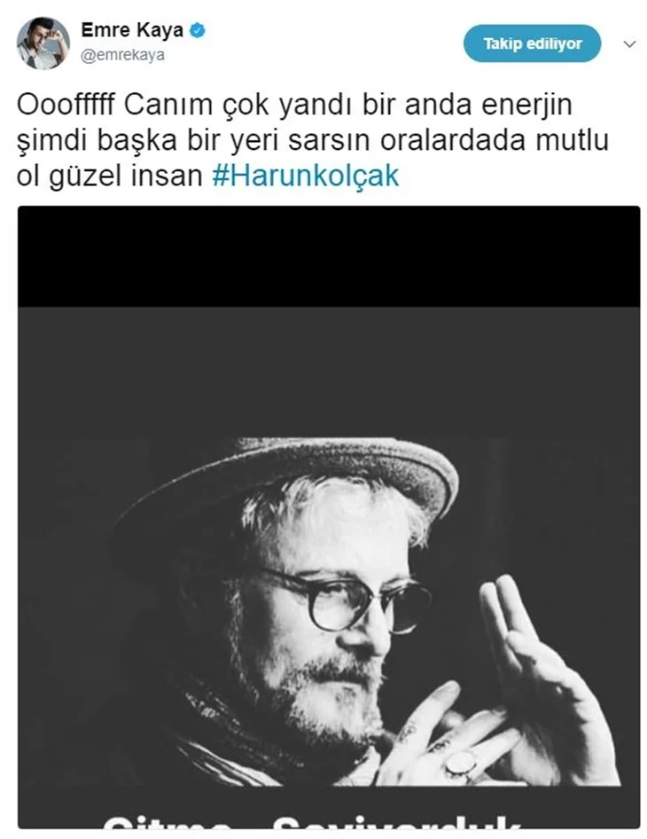 Ünlülerin Harun Kolçak üzüntüsü!