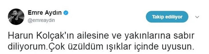 Ünlülerin Harun Kolçak üzüntüsü!