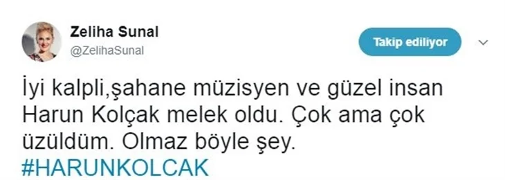 Ünlülerin Harun Kolçak üzüntüsü!