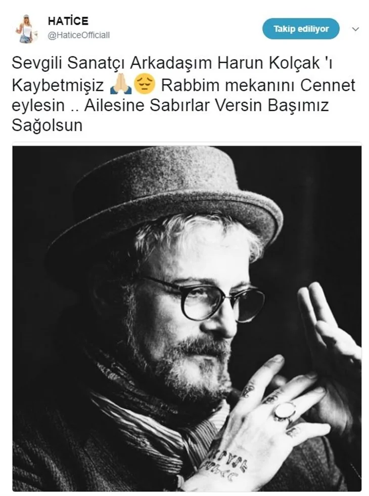 Ünlülerin Harun Kolçak üzüntüsü!