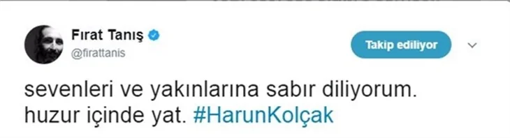 Ünlülerin Harun Kolçak üzüntüsü!