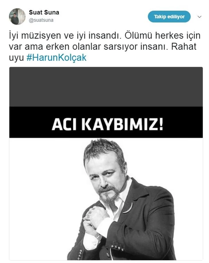 Ünlülerin Harun Kolçak üzüntüsü!