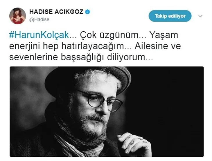 Ünlülerin Harun Kolçak üzüntüsü!