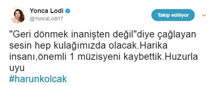 Ünlülerin Harun Kolçak üzüntüsü!