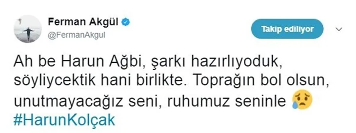 Ünlülerin Harun Kolçak üzüntüsü!