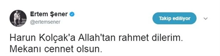 Ünlülerin Harun Kolçak üzüntüsü!