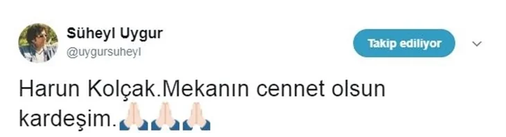 Ünlülerin Harun Kolçak üzüntüsü!