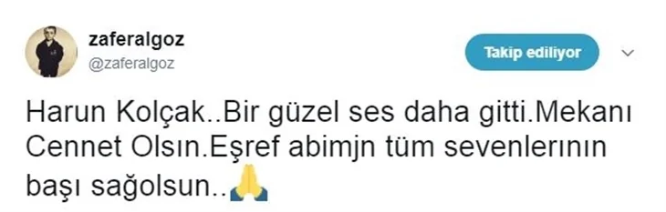 Ünlülerin Harun Kolçak üzüntüsü!