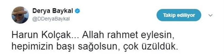 Ünlülerin Harun Kolçak üzüntüsü!